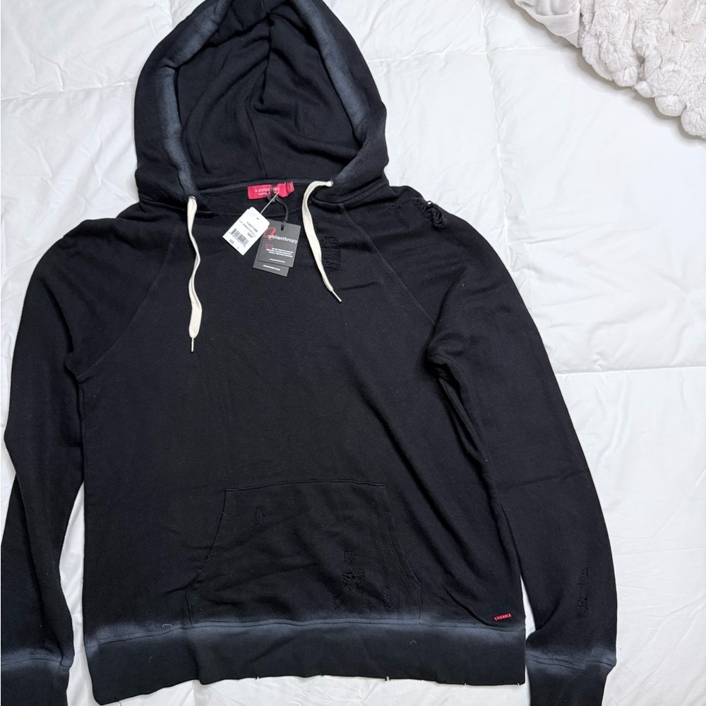 n:PHILANTHROPY Charcoal Black Distressed Hoodie